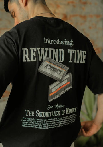 Rewind Time Backside Printed T-Shirt