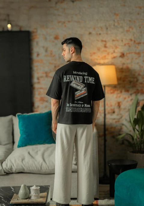 Rewind Time Backside Printed T-Shirt