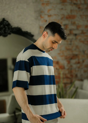 Vertical Blue Panel T-Shirt