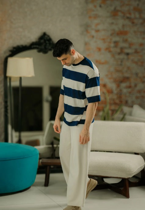 Vertical Blue Panel T-Shirt