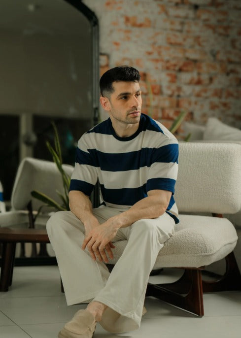 Vertical Blue Panel T-Shirt