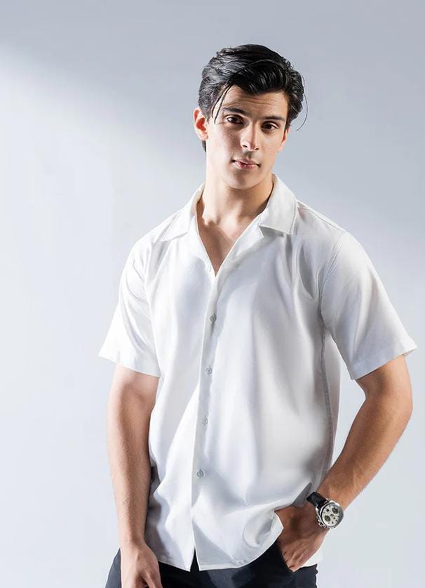 Whitish Modern Collar Shirt