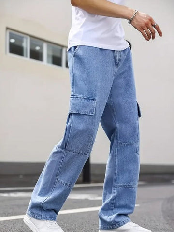 Denim Utility Contrast Cargo Trouser