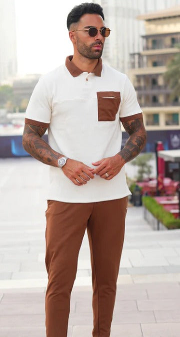 Brown&White Summers Track Suit