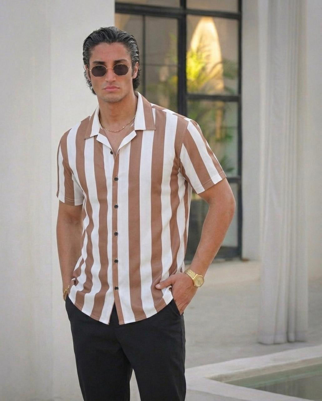 Verticle Stripe Panel Shirt