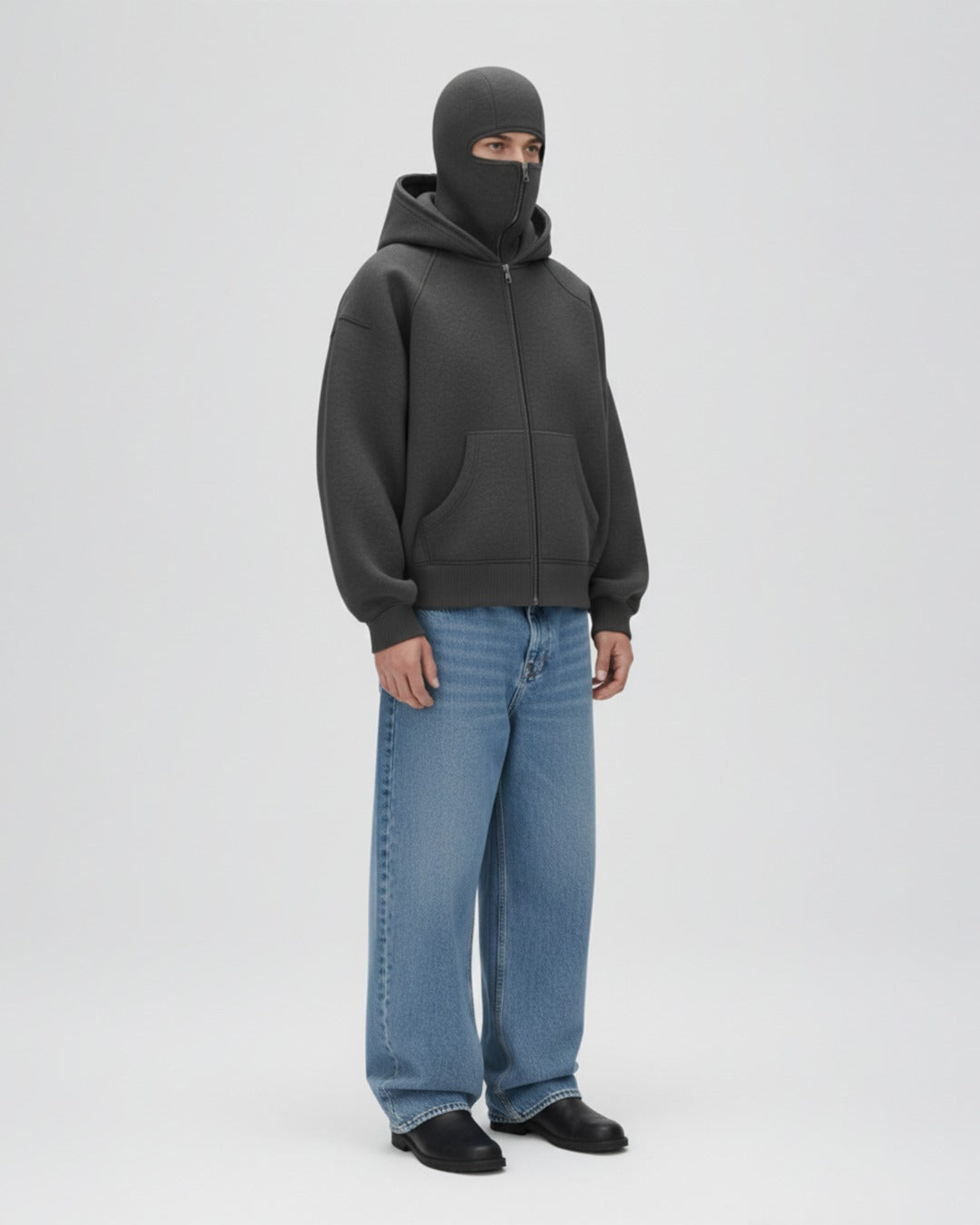 Oversized Fleece Balaclava Zip-Up Hoodie