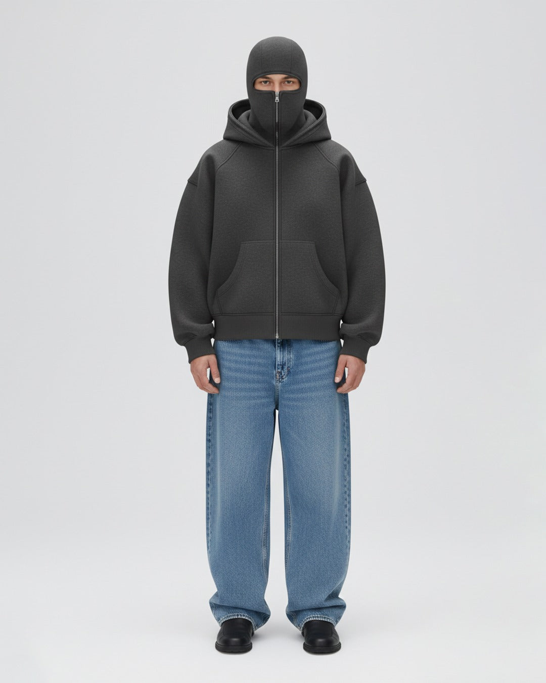 Oversized Fleece Balaclava Zip-Up Hoodie