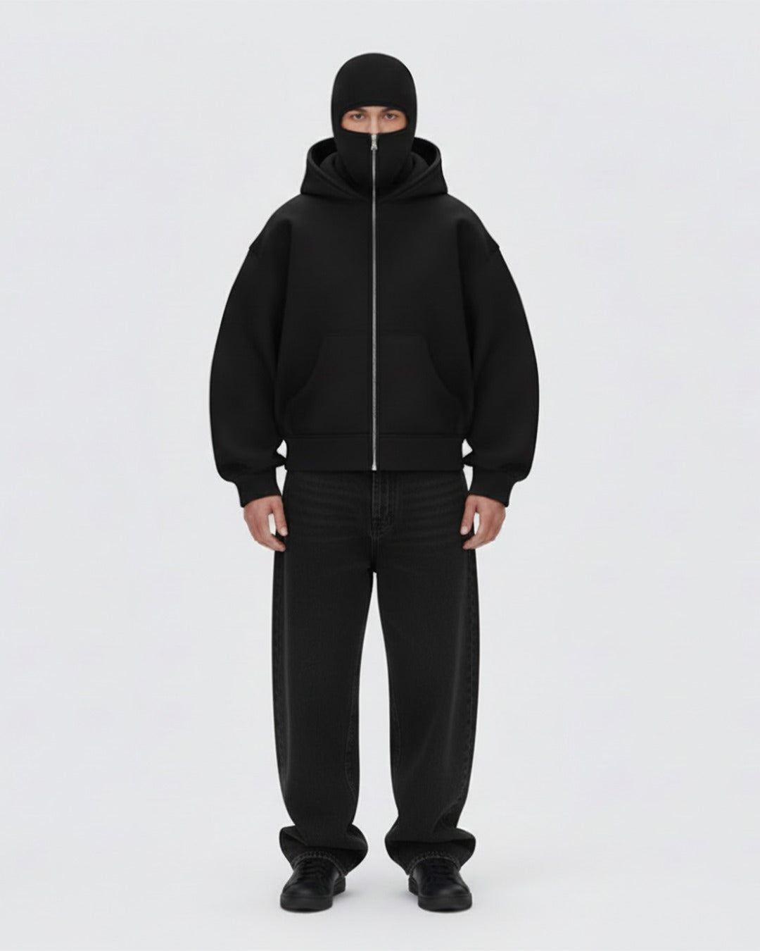 Oversized Fleece Balaclava Zip-Up Hoodie