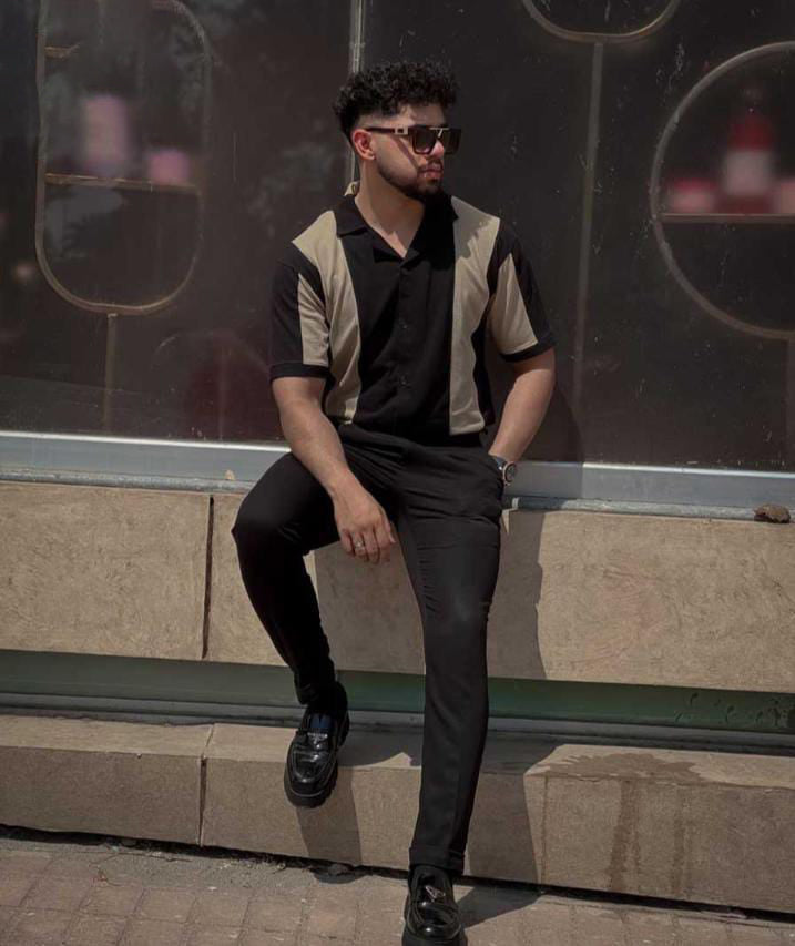 Panel Printed Drop-Shoulder Texture T-Shirt