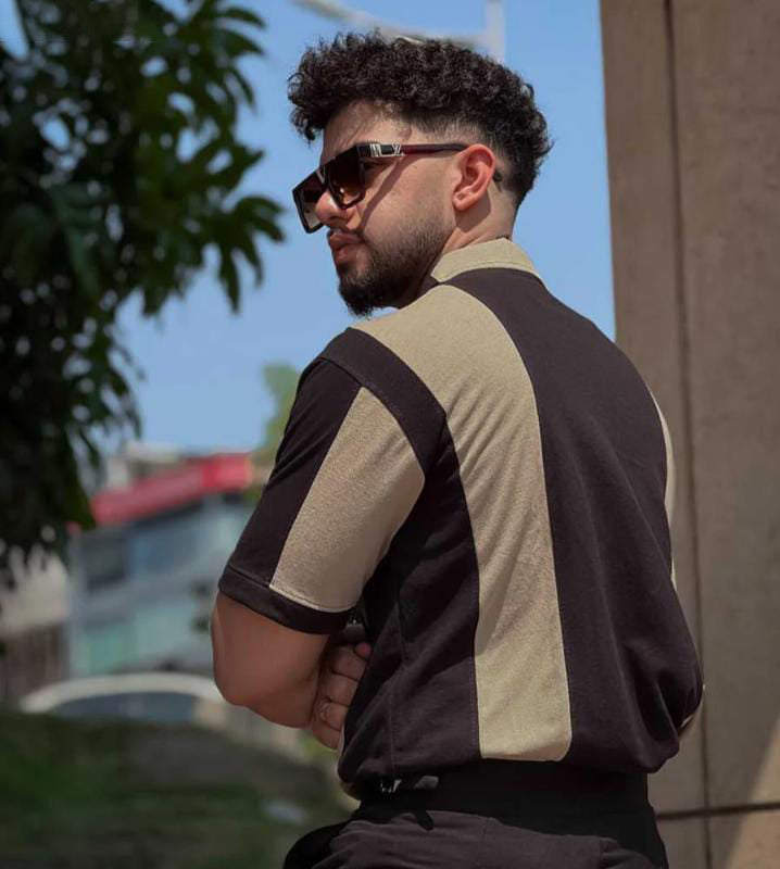 Panel Printed Drop-Shoulder Texture T-Shirt