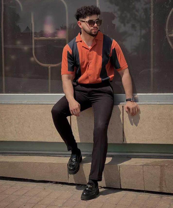 Panel Printed Drop-Shoulder Texture T-Shirt