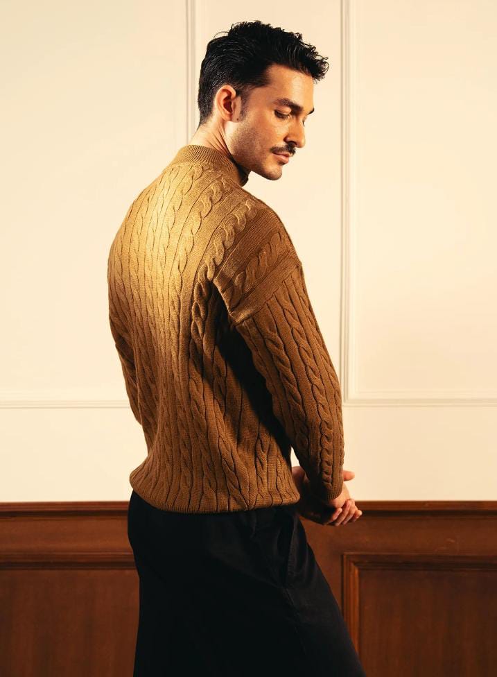 Polo Zip-Up Textured Knitted T-Shirt