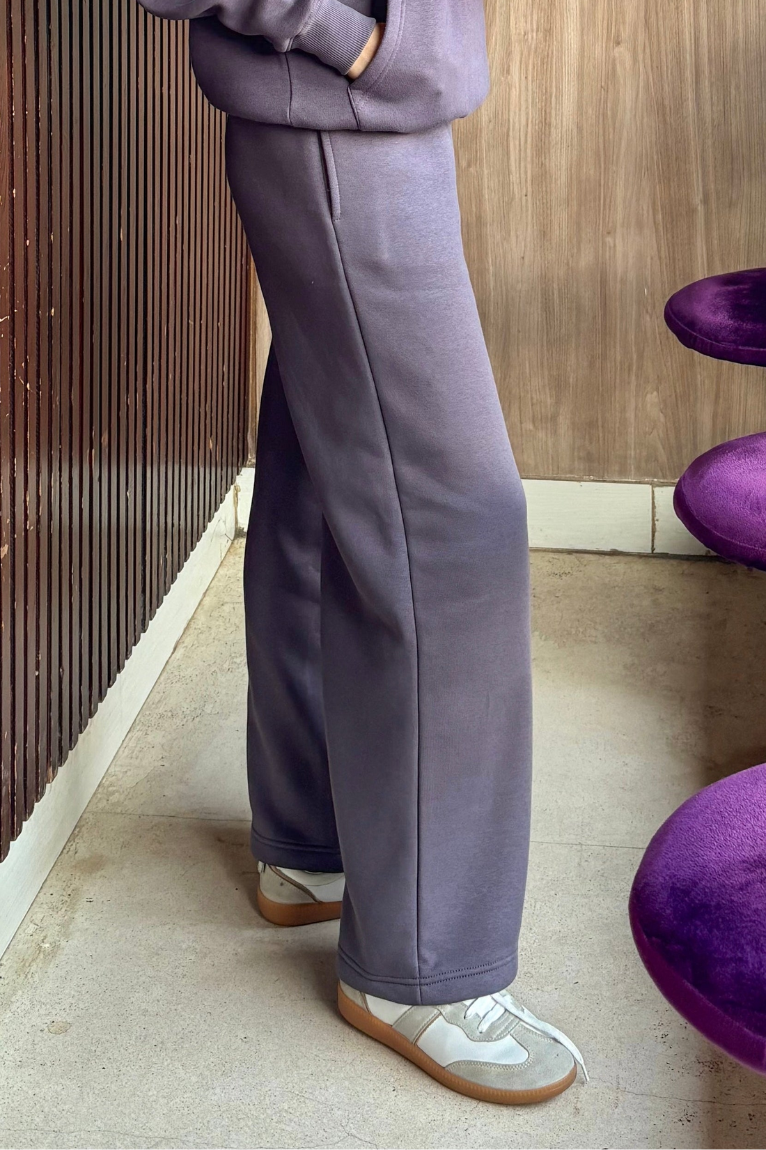 Everyday Wide Leg Sweatpants - Ash Plum